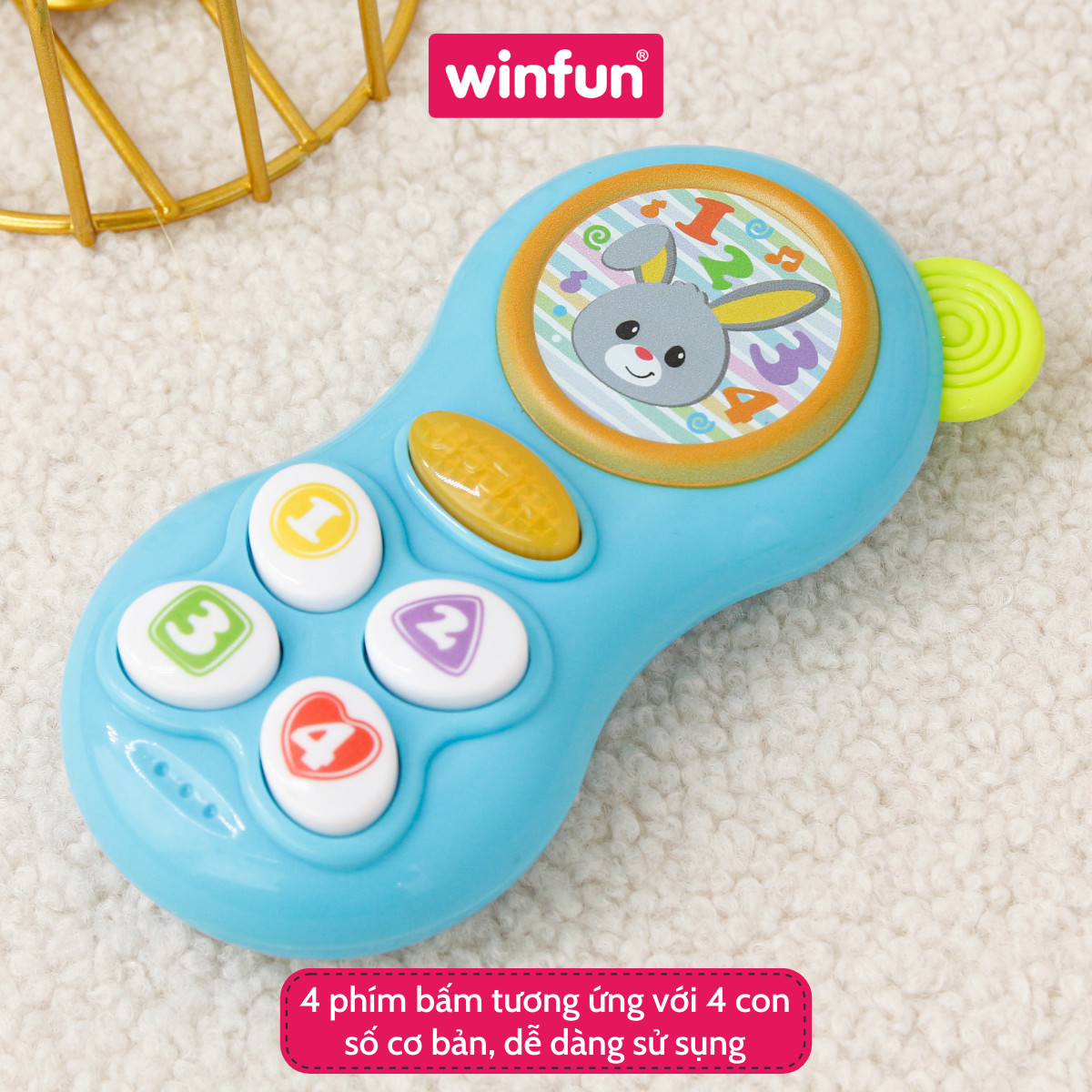 Đồ chơi Điện thoại phát nhạc vui nhộn học số cho bé gặm nướu Winfun 0638 BPA FREE