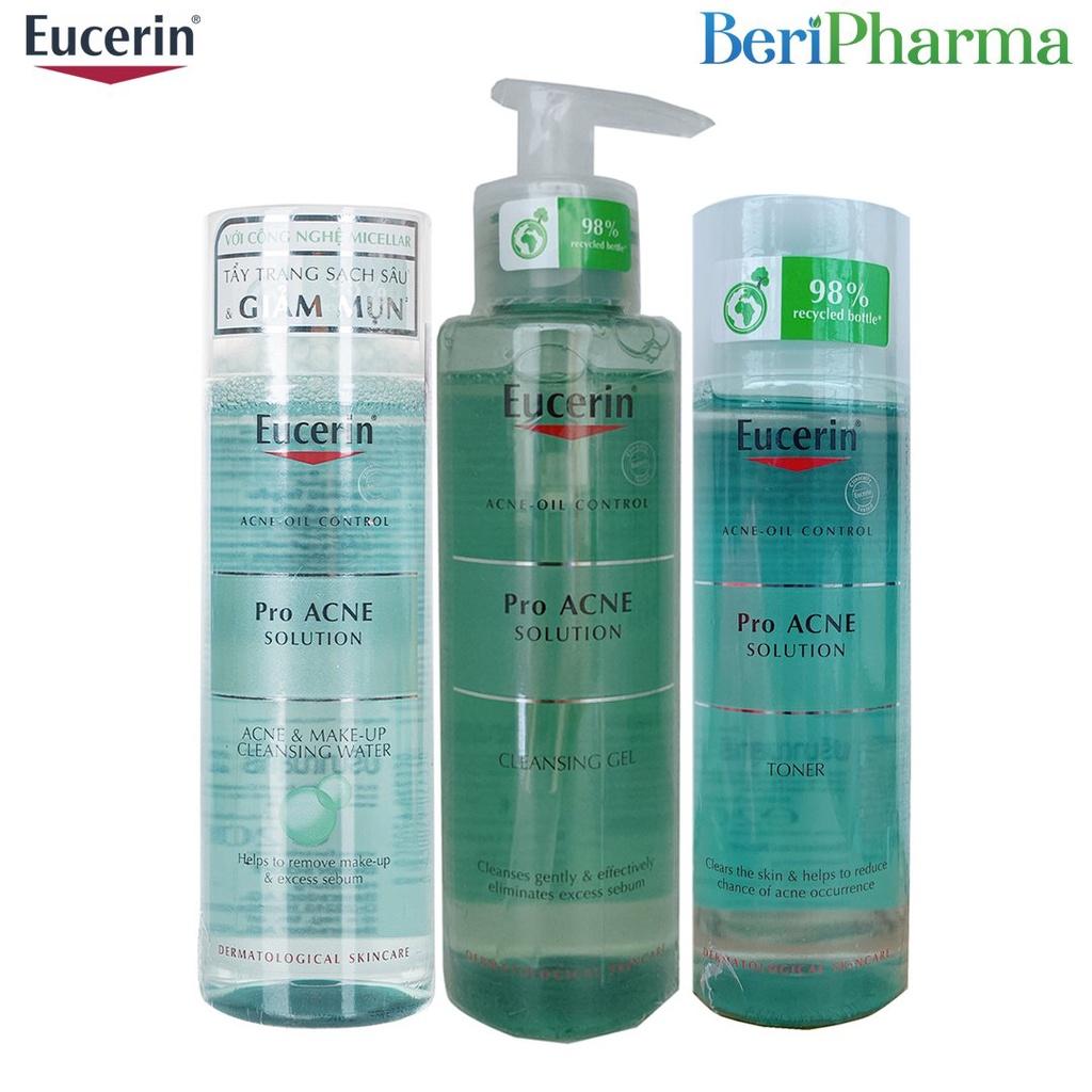 Combo Eucerin Proacne Cho Da Nhờn Mụn: Nước Tẩy Trang, Gel Rửa Mặt Và Nước Hoa Hồng