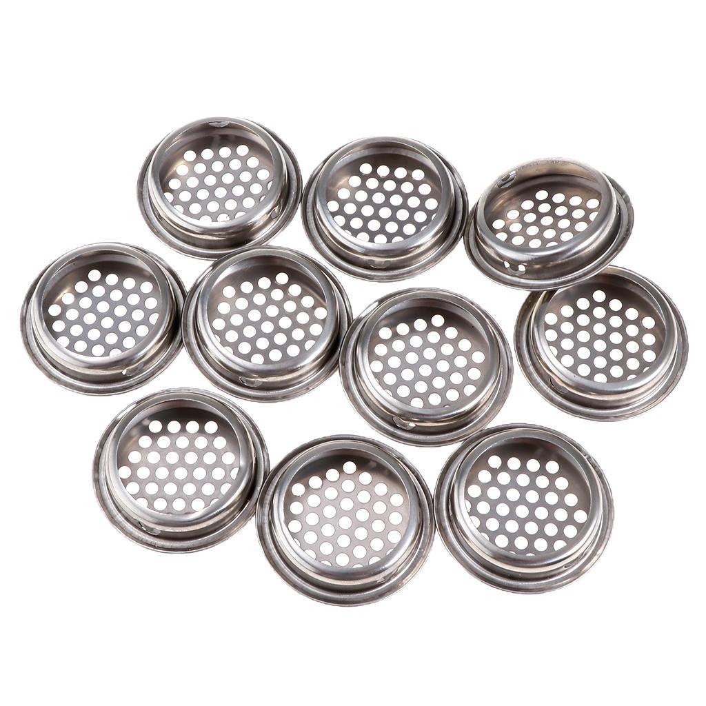 2X Cabinet Air Vents Cover Stainless Steel Round Vent Mesh Hole Louver 35mm