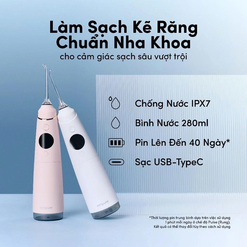 Combo 1 Máy Tăm Nước Zenyum Waterflosser Pro và 1 Bàn Chải Điện ZenyumSonic 2.0 - Công nghệ Singapore