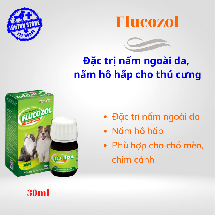 Flucozol - Xử lý nấm ngoài da, nấm hô hấp cho thú cưng , chai 30ml
