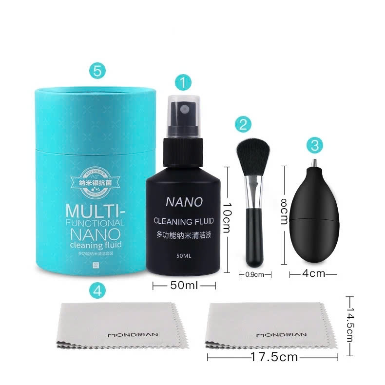 5in1 Bộ vệ sinh Laptop Macbook , Máy ảnh Cao Cấp 5 Trong 1 Bộ Vệ Sinh Màn Hình , Vỏ Ngoài , Bàn Phím Dành Cho Lens Camera Có Dung Dịch Khăn Lau , Chổi Quét , Bóng Thổi Bụi Đa Năng cho iPhone / iPad / Smartphone Smartwatch Tivi Fullbox – Hàng Nhập Khẩu