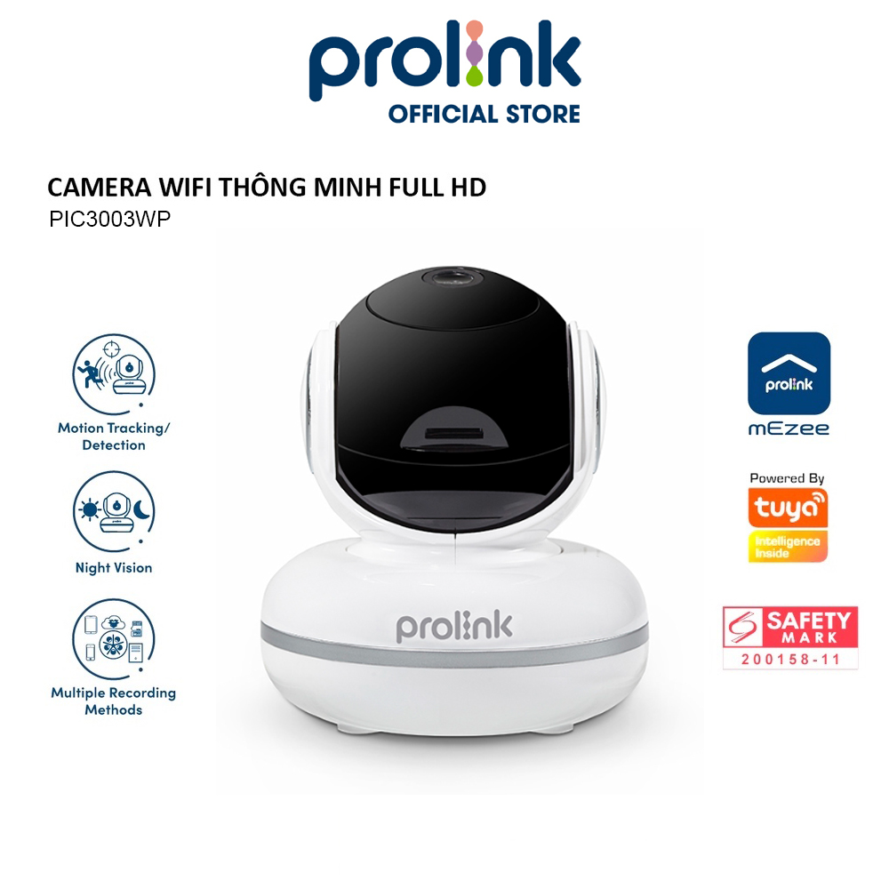 Camera Wifi PROLiNK PIC3003WP thông minh giá rẻ, siêu nét Full HD 1080P, góc nhìn rộng, âm thanh 2 chiều - Hàng chính hãng