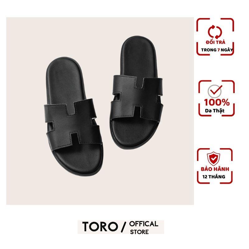 Dép Da Nam Dép Nam Quai Chữ H, Đế Cao Su ,Màu Đen ,Bảo Hành 12 Tháng-TORO Store