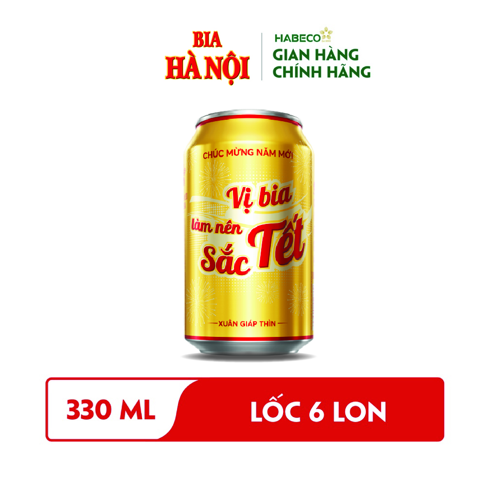 Lốc 6 lon Bia Hà Nội (330ml/lon)