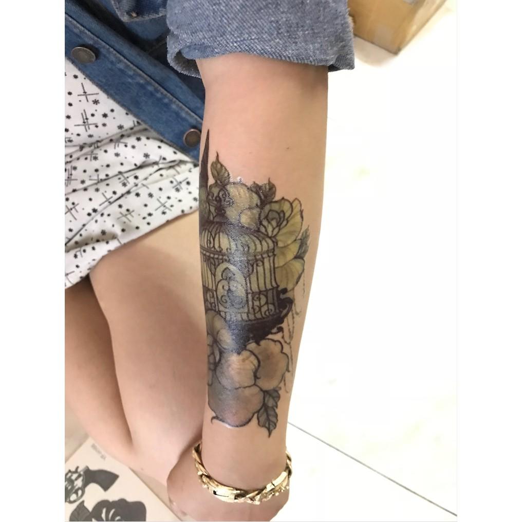 Hình xăm dán hoa hồng đón nắng xuân 15x21cm+ quà tặng kèm