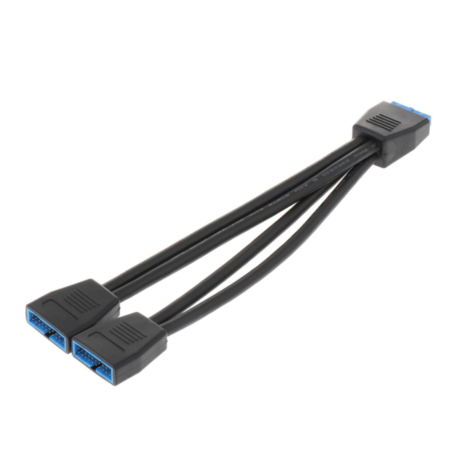 19 Pin USB Header Male 1 to 2 Female USB Cable Connector for Motherboard