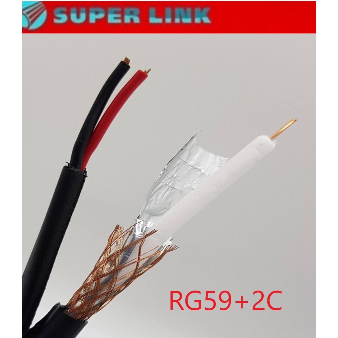 Cáp đồng trục kèm dây nguồn RG59+2C Superlink cuộn 305m- Hàng chính hãng