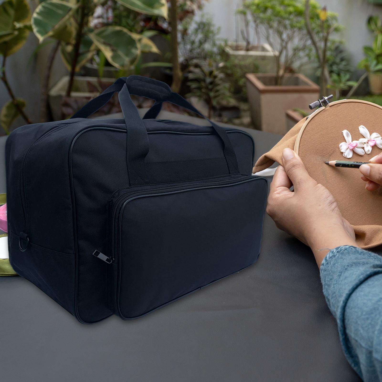 Black Sewing Machine Storage Bag Tote Shoulder Bag Portable Carrying Case Universal Oxford Cloth Travel Compatible with Most Sewing Machines