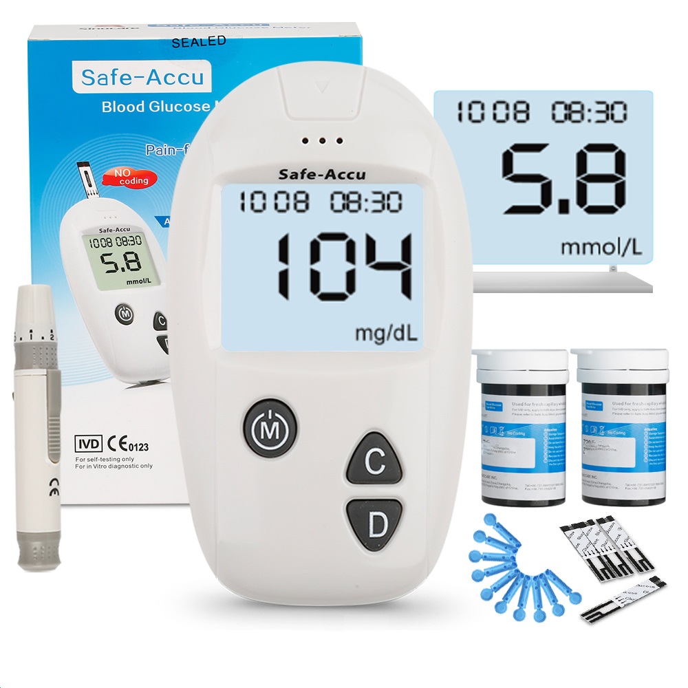Máy Đo Đường Huyết Sinocare Safe Accu (Gồm 50 Que Và 50 Kim)