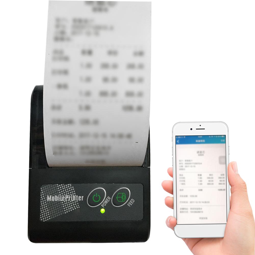 USB 58MM BT Portable Pocket Printer Thermal Printer Wireless Bill Mini Printer Handheld Printer Compatible with Android