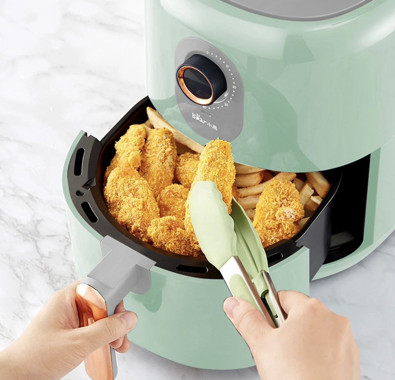 Nồi Chiên Không Dầu Bear QZG-B14D1 Cách Nhiệt Giảm Độ Ồn, Nhiệt Độ Từ 80-200 Độ C Dung Tích 3.5 Lít Công Suất 1400 W - Hàng Chính Hãng