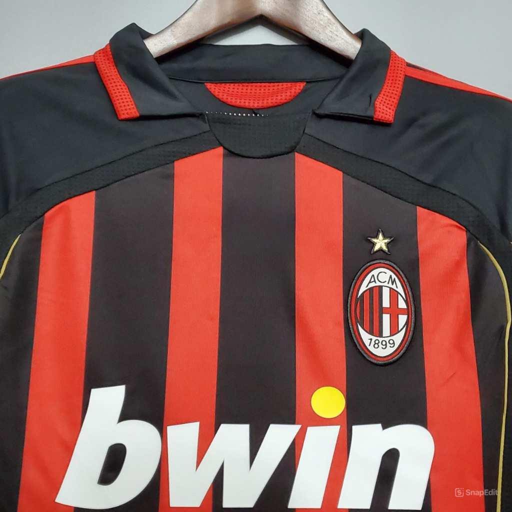 Áo Bóng Đá Retro AC Milan 2006 Dài Tay - Sân Nhà bản cao cấp vải Cotton Polyester