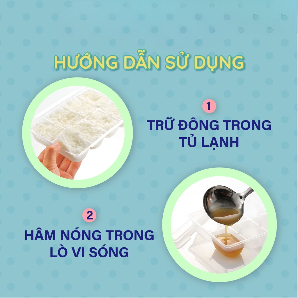 Bộ khay trữ đông thức ăn dặm Richell Nhật Bản có nắp đậy 15-25-50ml