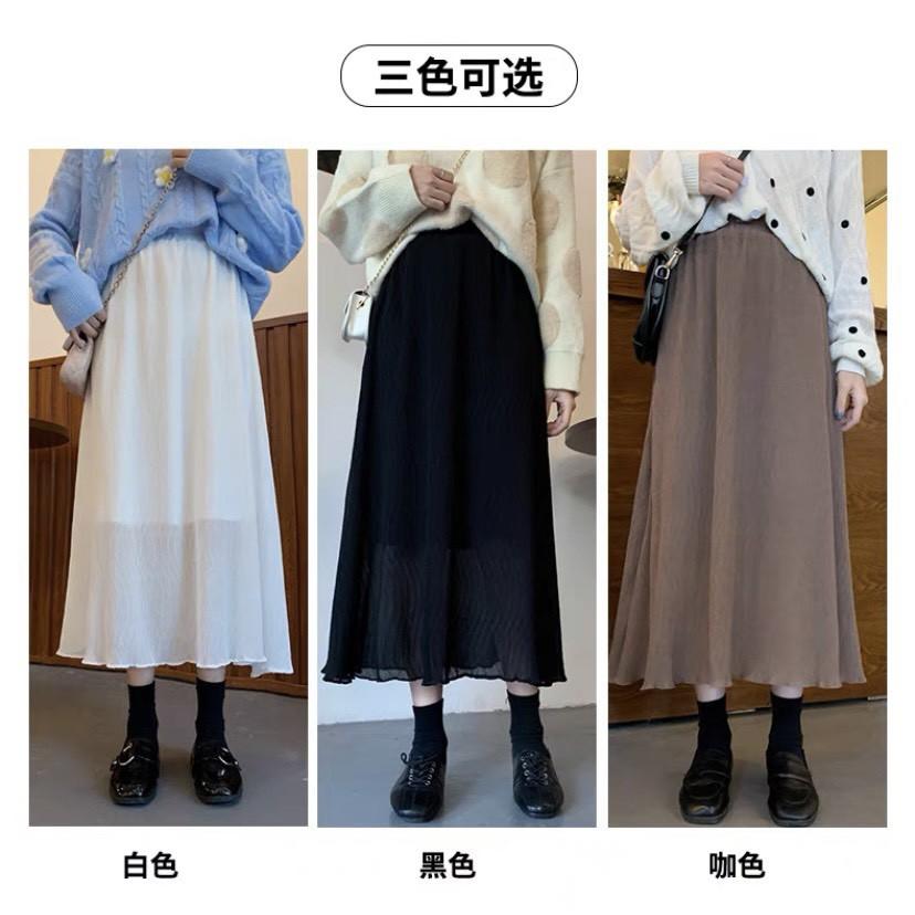 Chân váy midi xòe trơn nhăn Ulzzang style  Hàng Quảng Châu