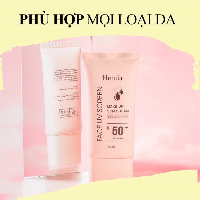 [Combo 2 Hộp] Kem Chống Nắng Dưỡng Trắng Chống Lão Hoá &amp; Kiềm Dầu Kiêm Make Up Nâng Tone Cho Da Hemia Hàn Quốc