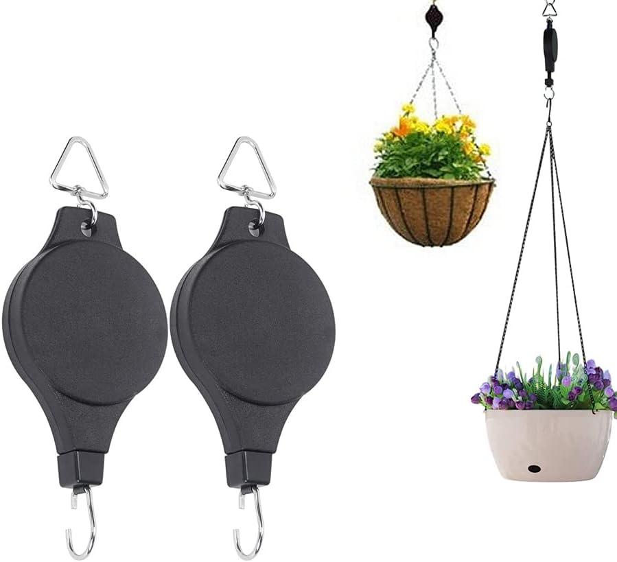 Ròng rọc giỏ treo, 2 chiếc Móc treo giỏ hoa có thể điều chỉnh, Móc treo kéo thực vật, Ròng rọc thực vật có thể điều chỉnh, Ròng rọc thực vật có thể thu vào, dành cho giỏ treo
