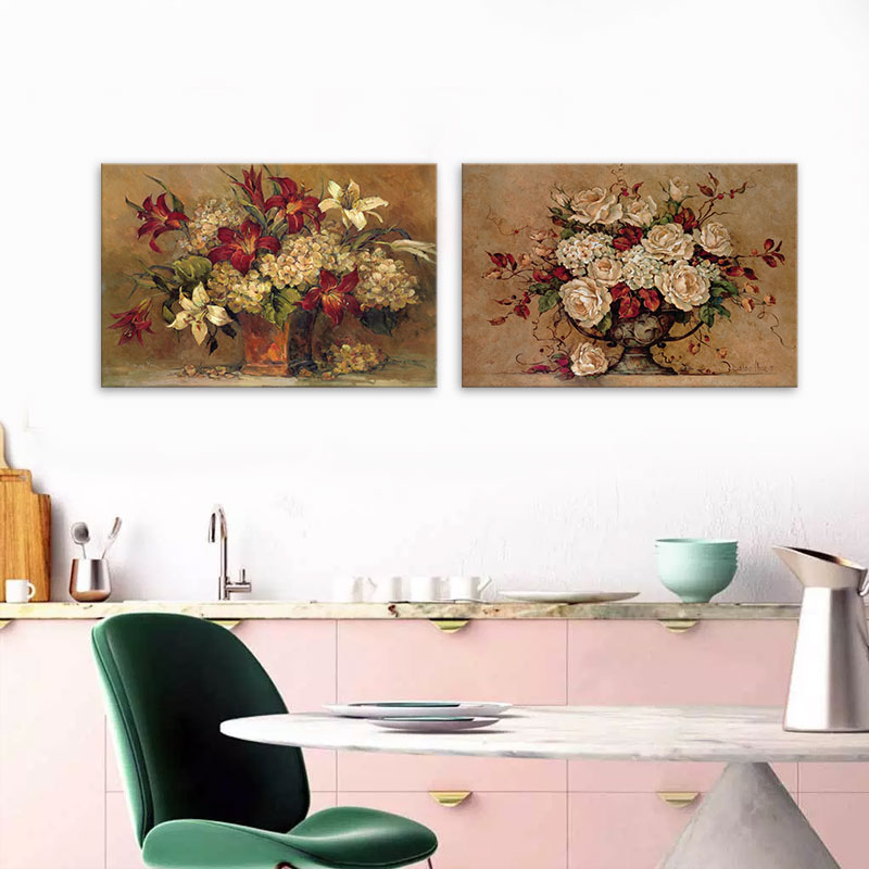 Bộ 2 tranh lọ hoa nghệ thuật | Tranh tĩnh vật cổ điển W1674