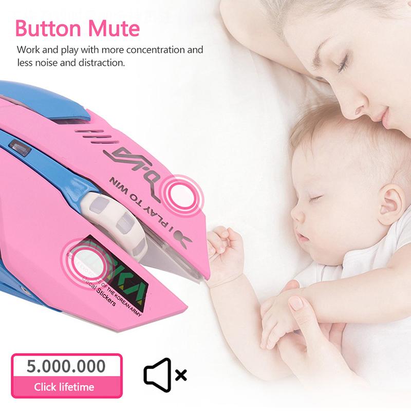 USB Chuột Chơi Game Không Dây Hồng Máy Tính Chuyên Nghiệp Thể Thao Điện Tử Chuột 2400DPI Nhiều Màu Sắc Backlit Silent Chuột Lol Dữ Liệu laptop