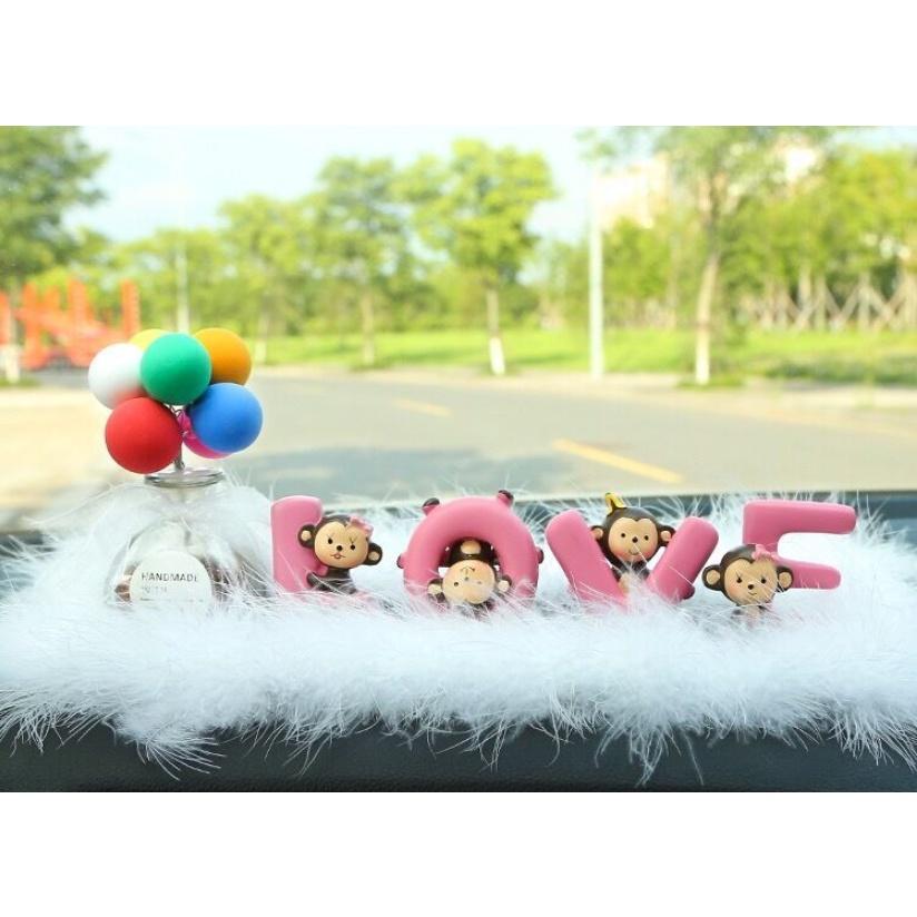Set khỉ love trang trí taplo ô tô, táp lô xe hơi - Hoàng Đông Shop.