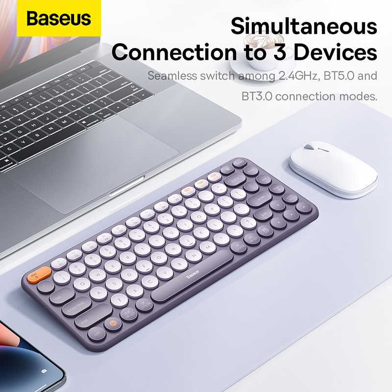 Bàn Phím Không Dây Kết Nối 3 Chế Độ OS-Baseus K01 Wireless Tri-Mode Keyboard (Hàng chính hãng)