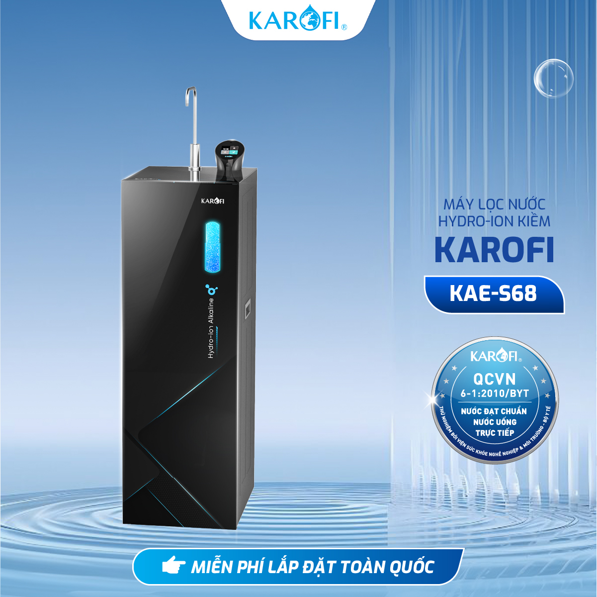 [TẶNG BỘ LÕI] Máy lọc nước Hydro-ion Kiềm 12 lõi KAROFI S68, Điện phân trực tiếp, Giao trước lắp sau miễn phí - Hàng Chính Hãng