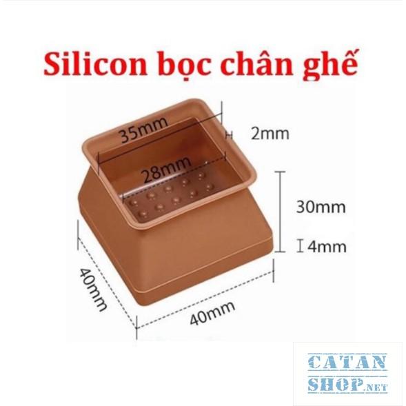 4 Vỏ bọc chân bàn ghế silicon dày hình vuông , miếng silicon dày bọc chân bàn ghế chống trơn - chống trượt