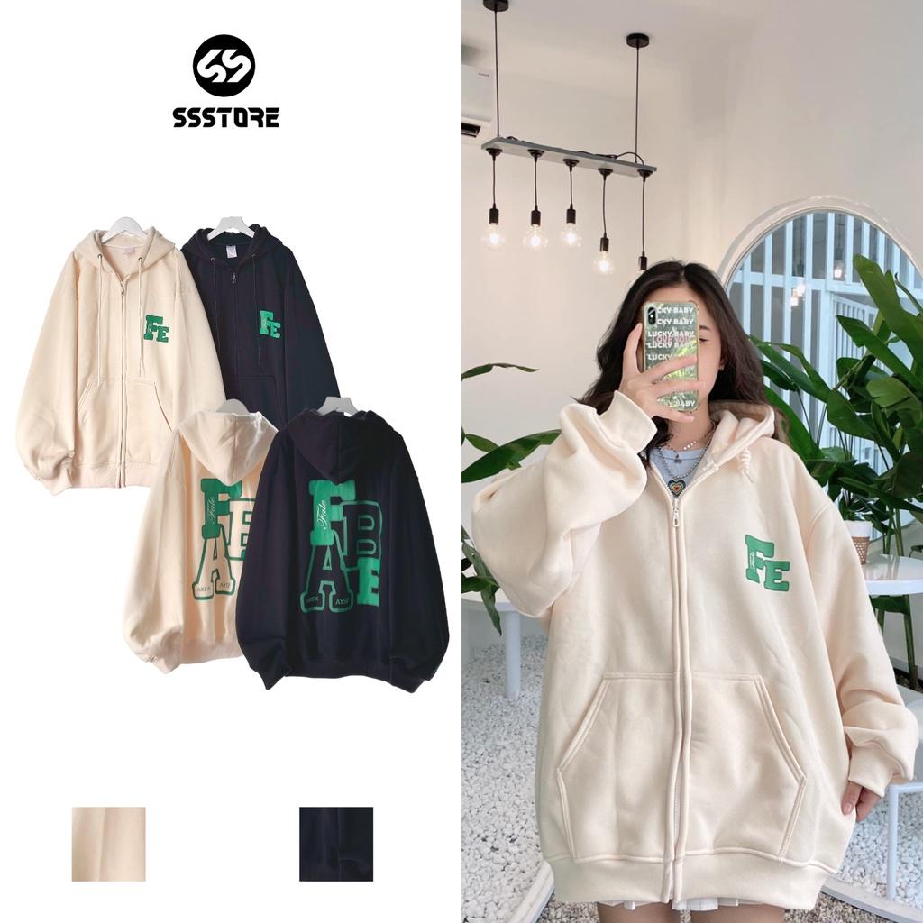 Áo Hoodie Khoác ZIP nỉ bông dày dặn thêu FE from rộng nam nữ unisex_SSSTore