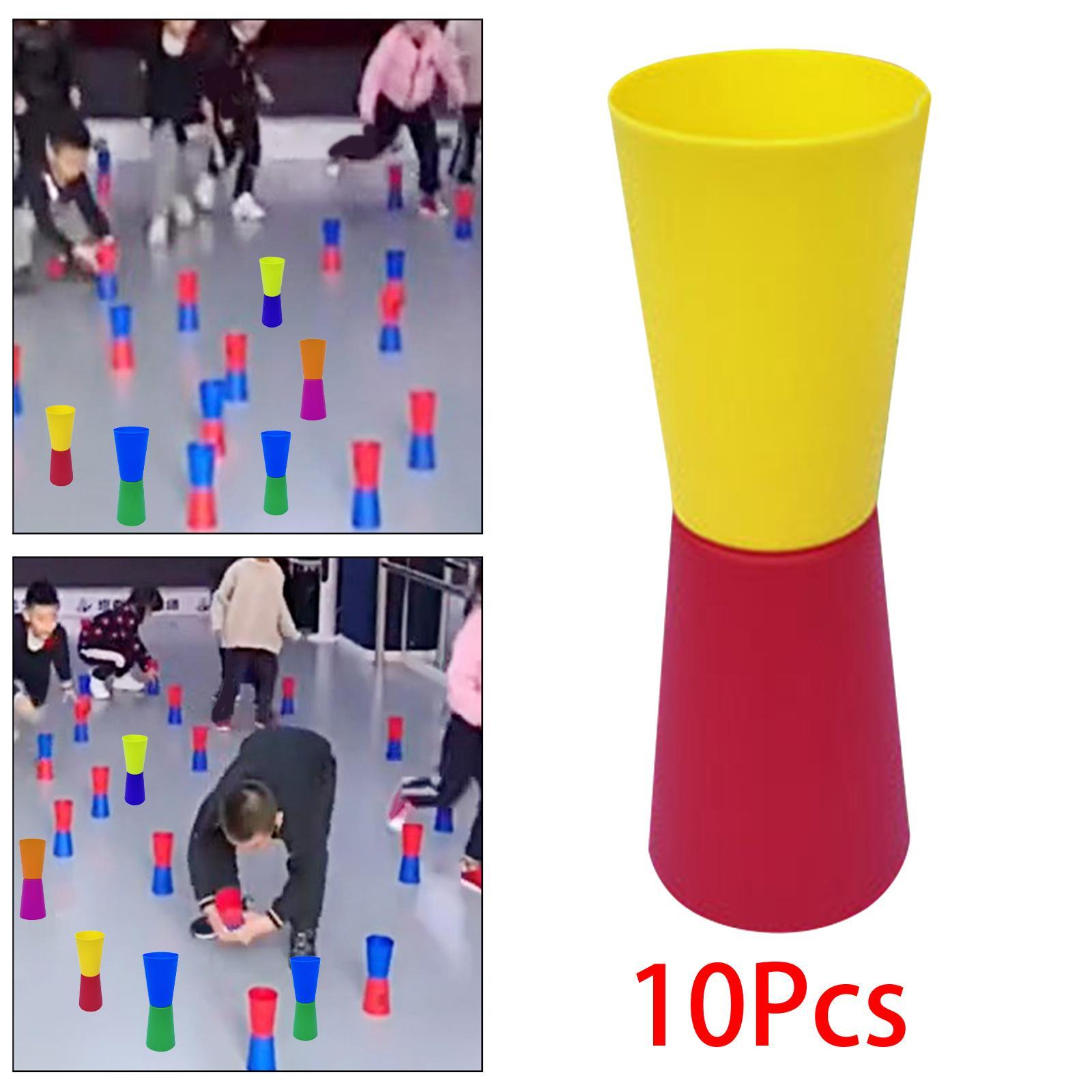 10 Pieces Flip Cups Speed Agility Training Aid for Kindergarten Gym with Net