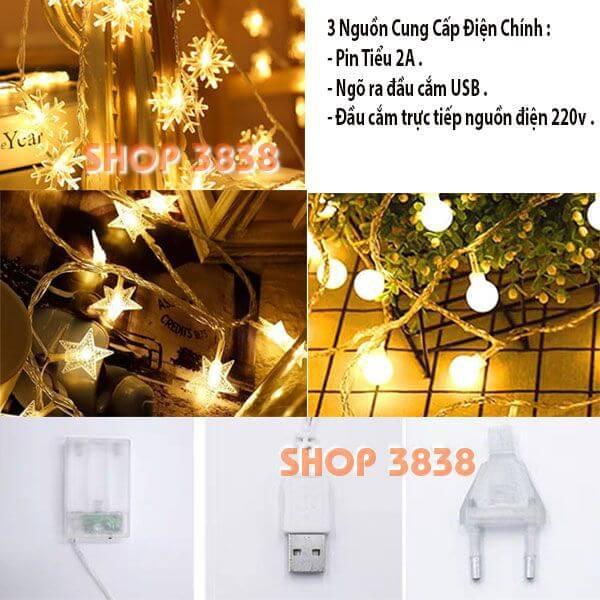 Lựa Nguồn Dây Đèn Led Ngôi Sao Dài 6M - 40 Bóng Lung Linh