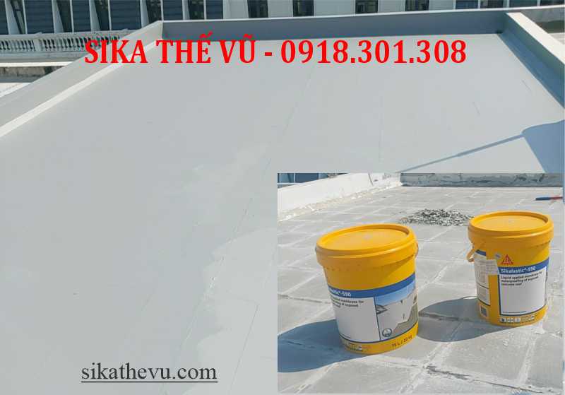 Chống thấm không cần đục gạch, chống thấm sân thượng, sàn mái lộ thiên - Sikalastic 590 (thùng 20kg)