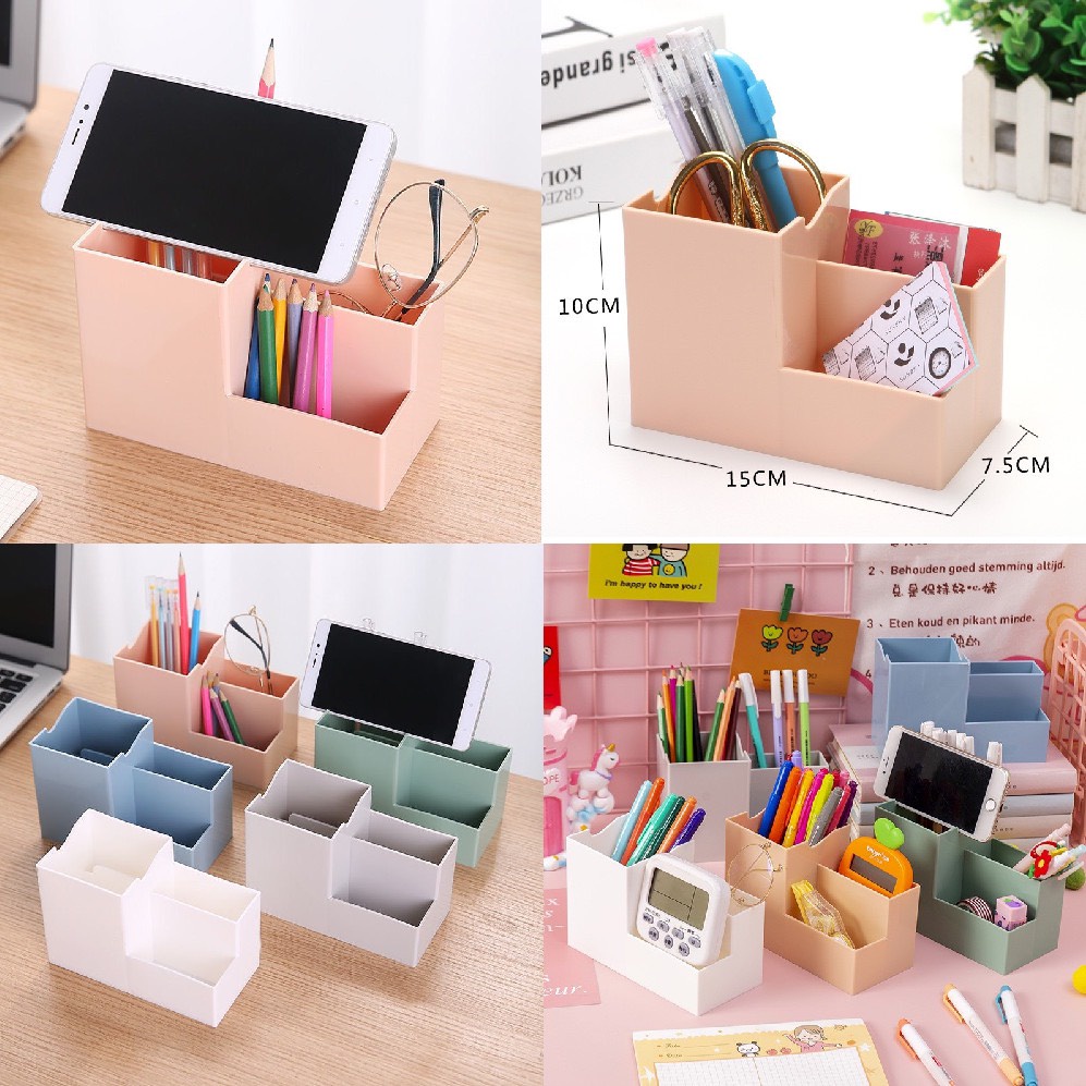 Kệ bút nhiều tầng có giá đỡ điện thoại nhỏ gọn