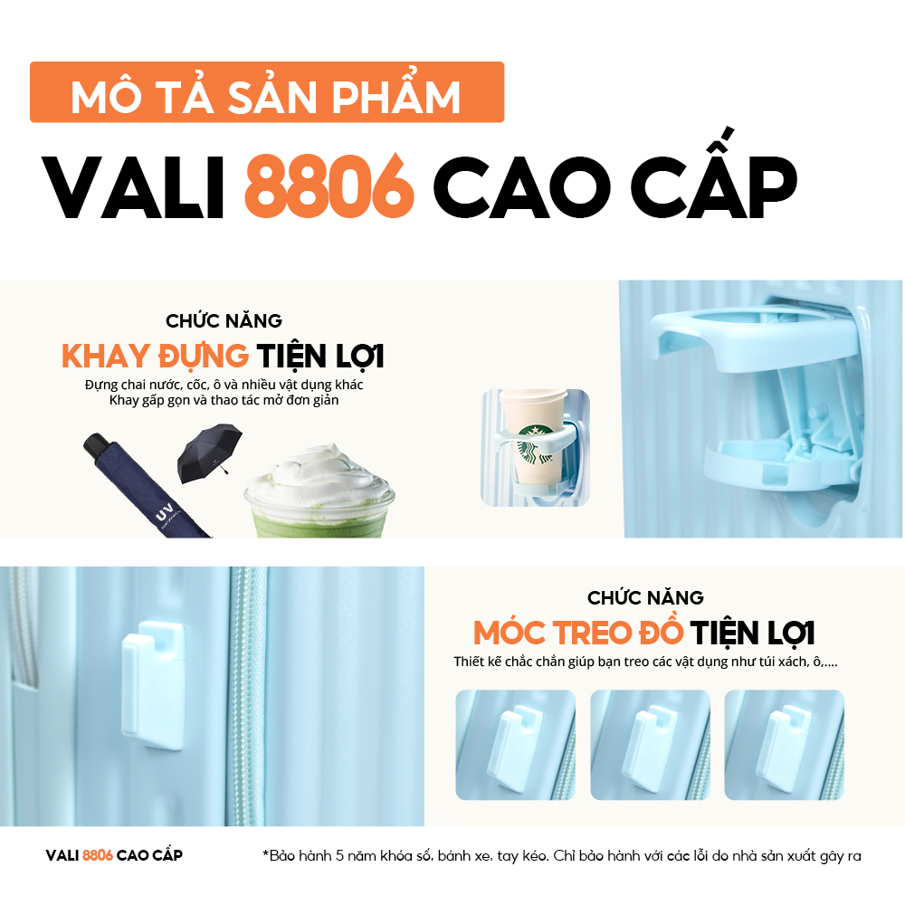 Vali Du Lịch B Bamozo 8806 Cao Cấp Size 20/24inch Có Ngăn Đựng LapTop - LỖI 1 ĐỔI 1 TRONG 30 NGÀY