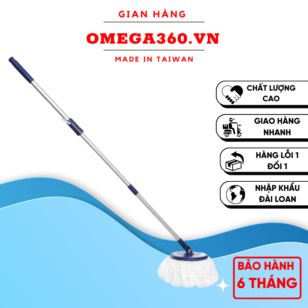 1 CÂY LAU NHÀ 360 OMEGA MOP + 1 BÔNG LAU OMEGA MOP
