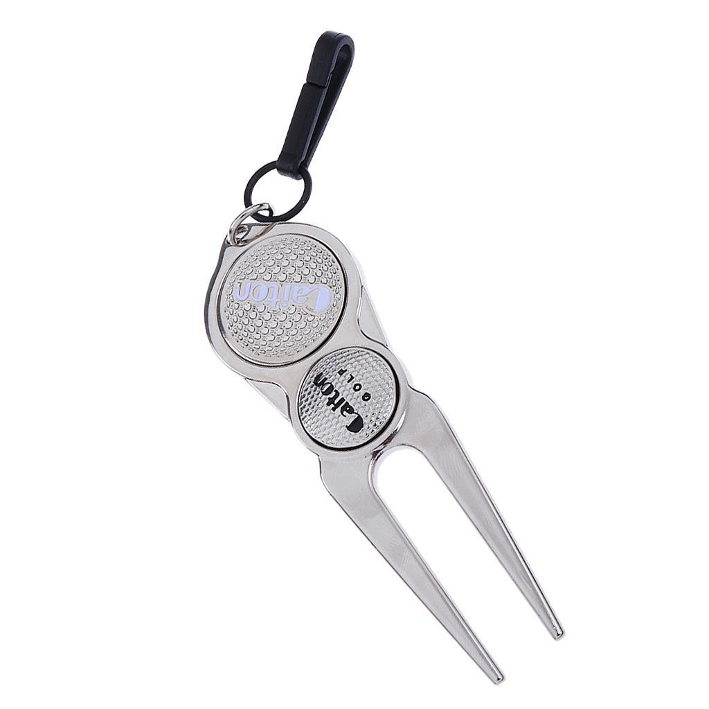 2 Pieces Sturdy Clip-on Golf Divot Tool Repair Tool with Magnetic Ball Marker Golf Accessories