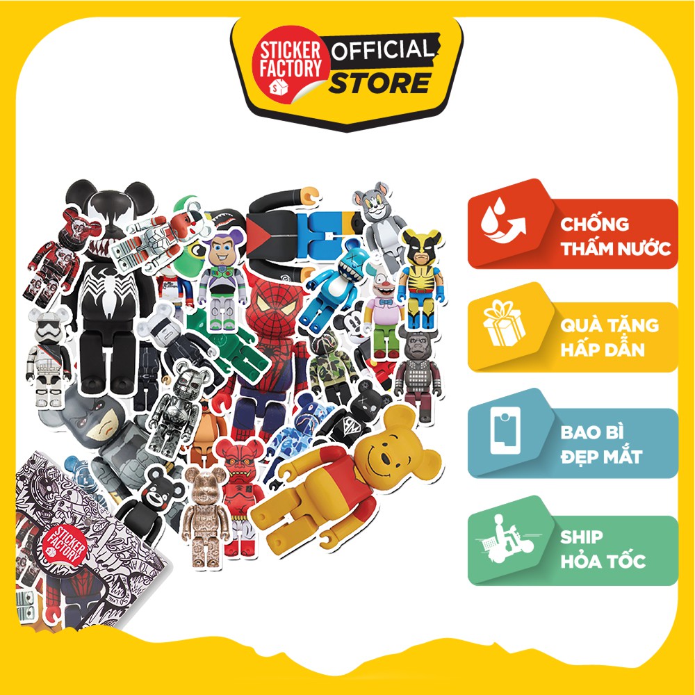 Bearbrick - Set 30 sticker hình dán