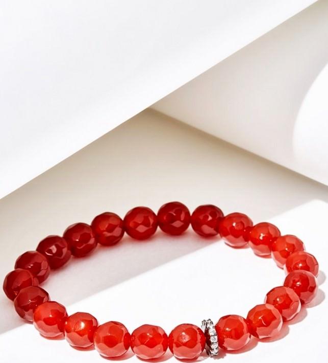 Vòng Tay Đá Chalcedony Cắt Giác Charm Đá Lấp Lánh - Hỏa Thổ