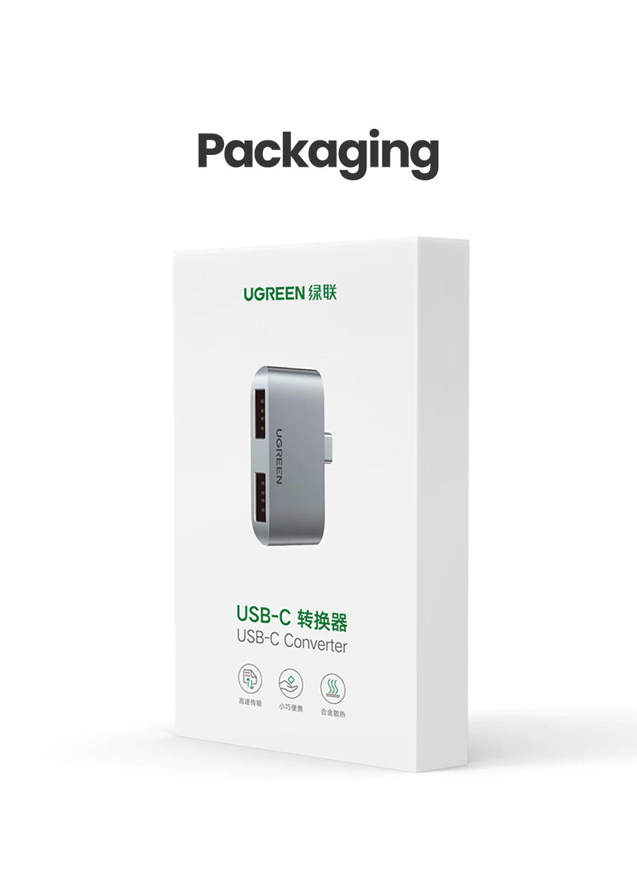 Đầu chuyển đổi USB type C sang 2 cổng USB3.0 hãng UGREEN CM412 10912 - Hàng chính hãng