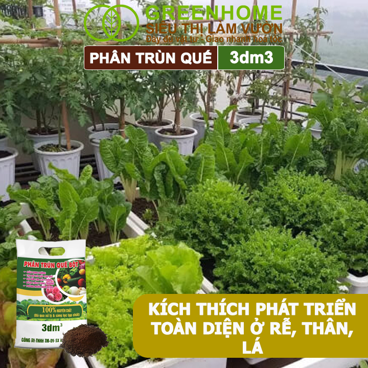 Phân Trùn Quế Bột Greenhome, Bao 3dm3, Nguyên Chất, Bổ Sung Dinh Dưỡng, Cải Tạo Đất