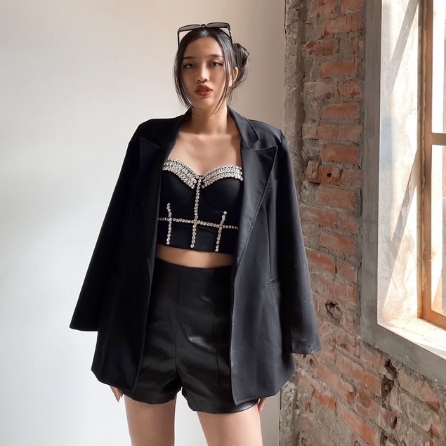 Áo Croptop đính đá cao cấp Lylulorem Crop02