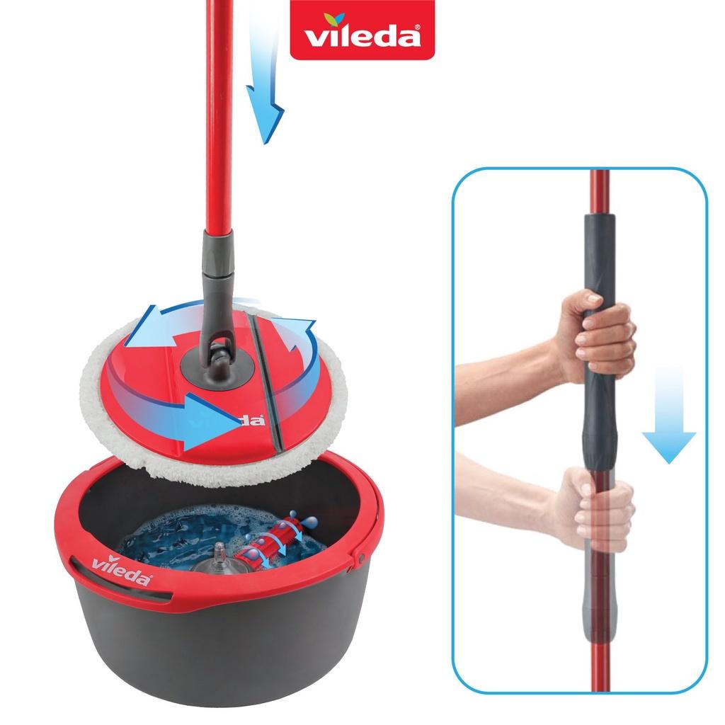 Cây lau nhà VILEDA Spin and Clean đầu lau đĩa tròn, kèm xô giặt xoay 360 độ