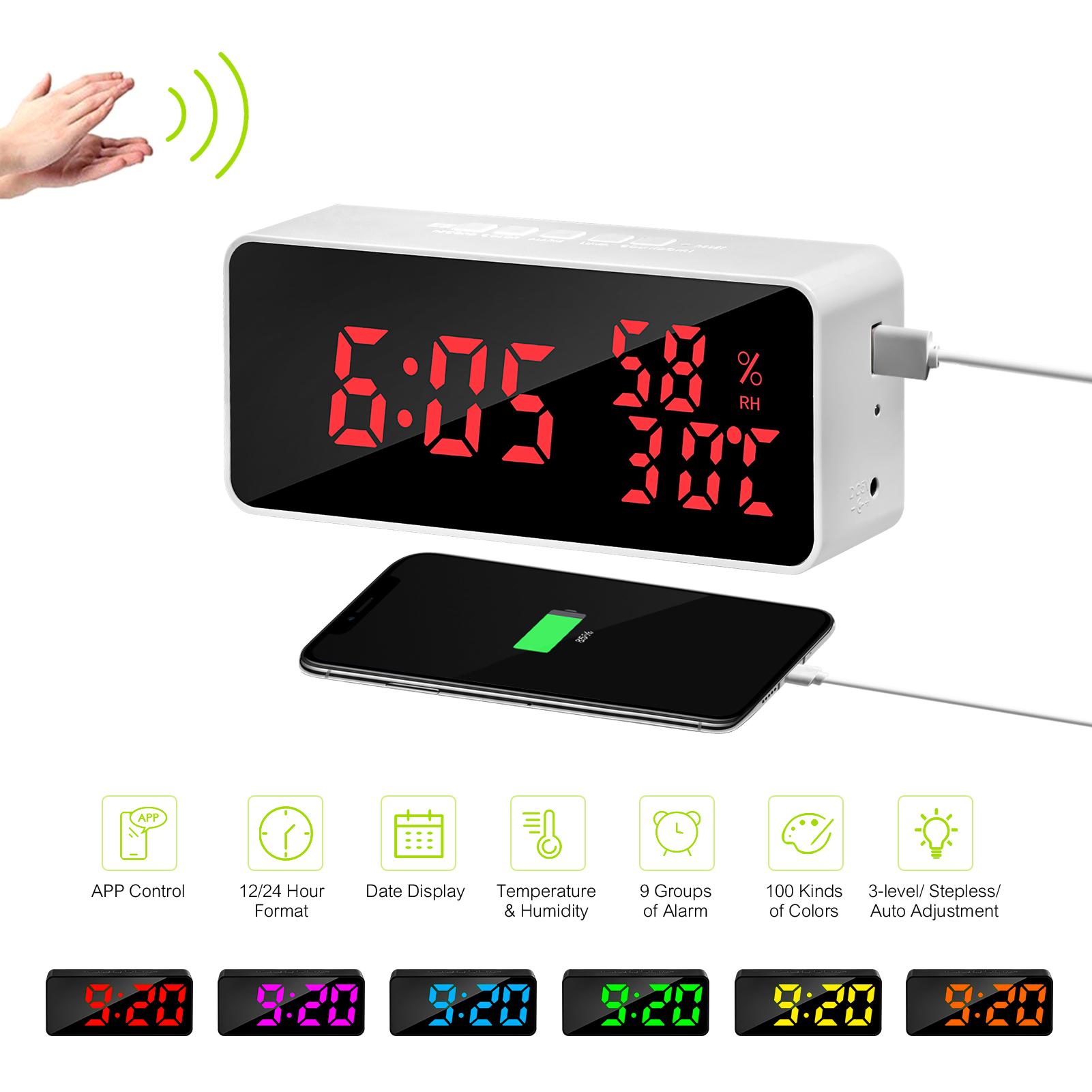 Đồng hồ để bàn kỹ thuật số thông minh với tính năng ghi âm kích hoạt chức năng đếm ngược điều khiển bằng giọng nói