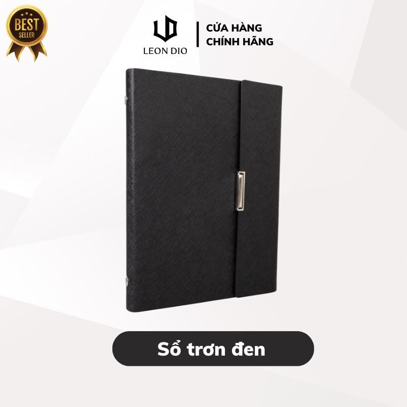Sổ Còng Bìa Da Trơn A5 Leon Dio| Màu Xanh Dương/Đen, Chất Da PU Phủ Nhung Cao Cấp, Giấy Kẻ Ngang, Thiết Kế 6 Lỗ Còng