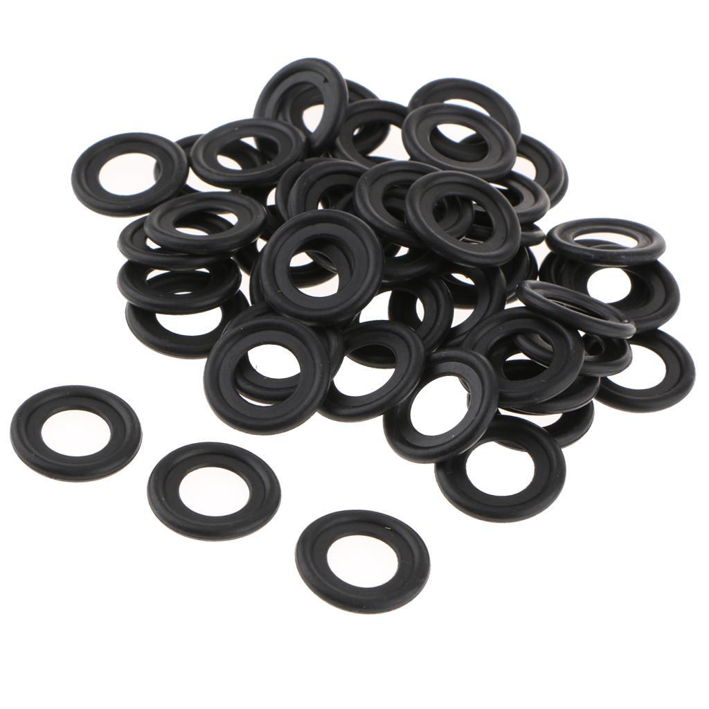 50 Pieces Oil Drain Plug Gasket Seal Rubber Black