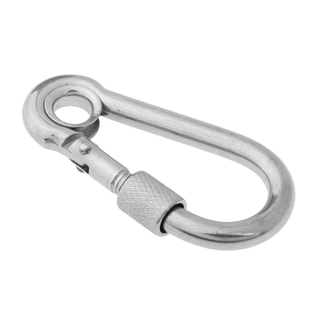 2x Stainless Steel Safety Carabiner Spring Screwgate for Camping Hammock