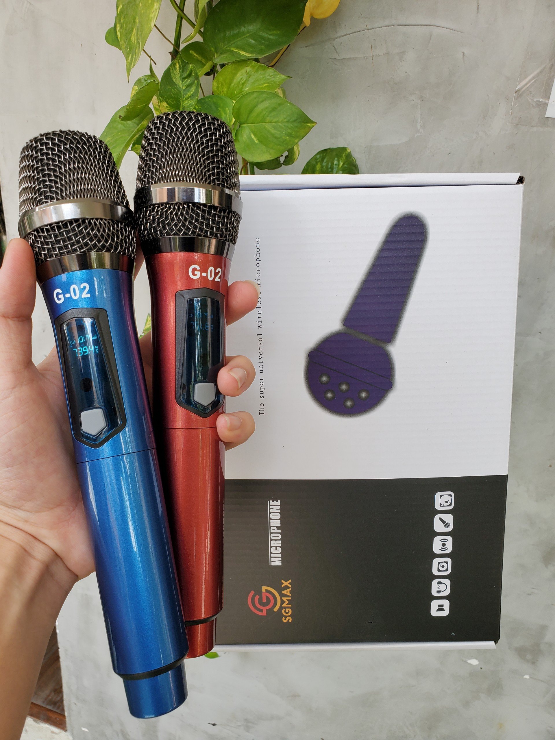 combo 2 Micro Không Dây karaoke SGMAX G02 Chuyên Dùng Cho loa kéo, amply siêu hay mic dùng pin sạc tiện lợi micro nhẹ hút âm chống hú tốt hàng chính hãng