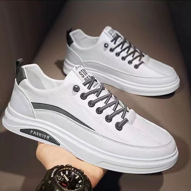 Giày Thể Thao Sneaker Nam Da Trắng, Đế Cao Su, Giày Chuẩn, Phom Dáng Chuẩn Size G195