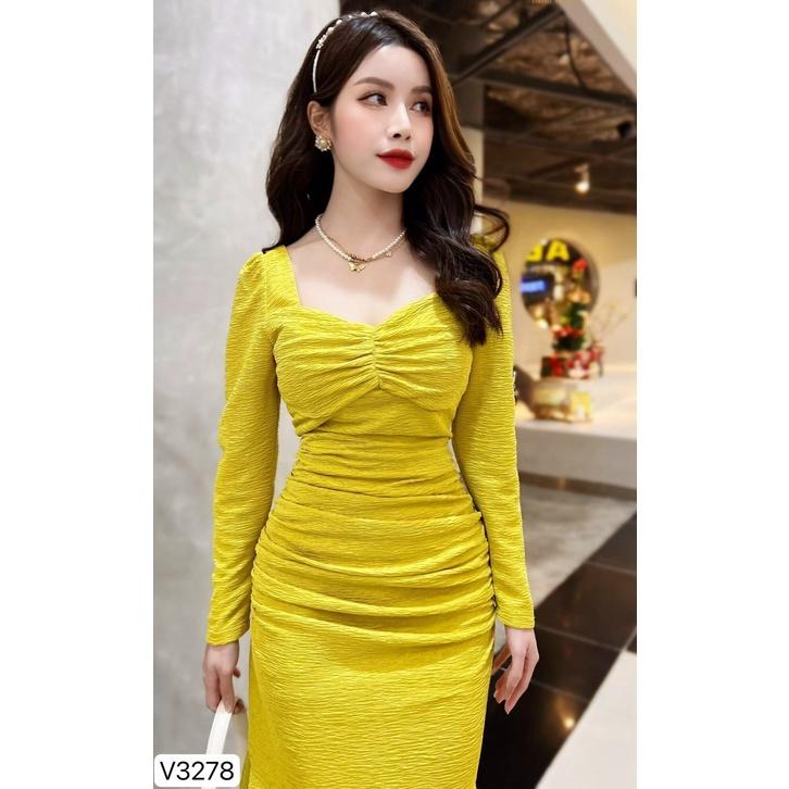 Đầm Thiết Kế Jeny Dress Chất Liệu Vải Gân Hàn Cao Cấp - Váy Thiết Kế Chất Liệu Co Giãn
