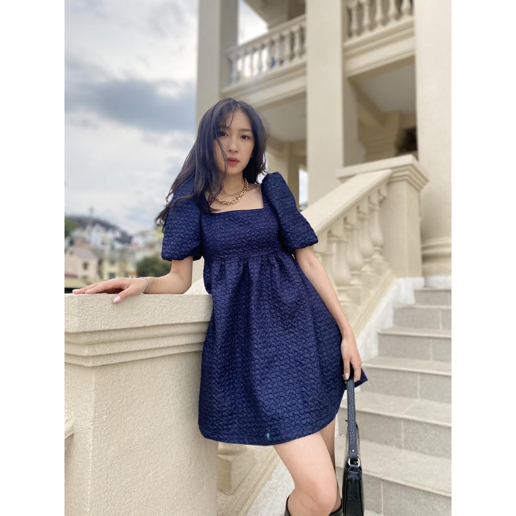 OLALASTUDIO Đầm babydoll xanh đen Hannah Dress