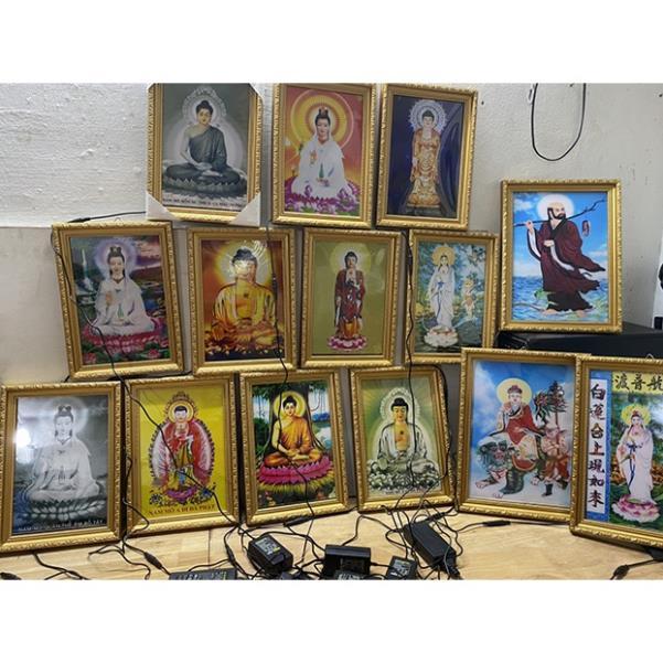 Tranh đèn led nhiều mẫu, adida , tam thánh, quan âm, dược sư, hình thờ cao cấp